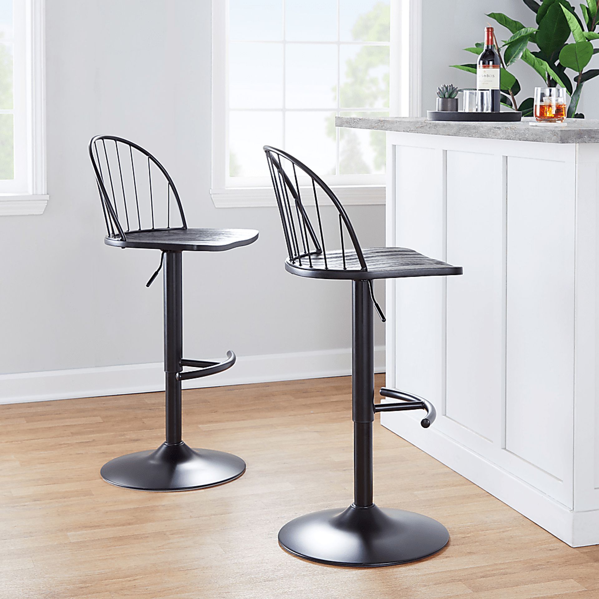 Charlias XI Black Adjustable Barstool, Set of 2 - Image 4