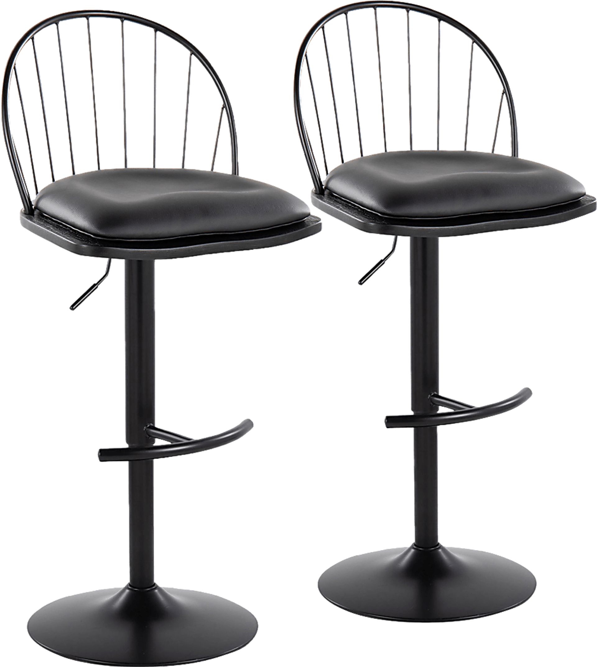 Charlias XI Black Adjustable Barstool, Set of 2 - Image 1