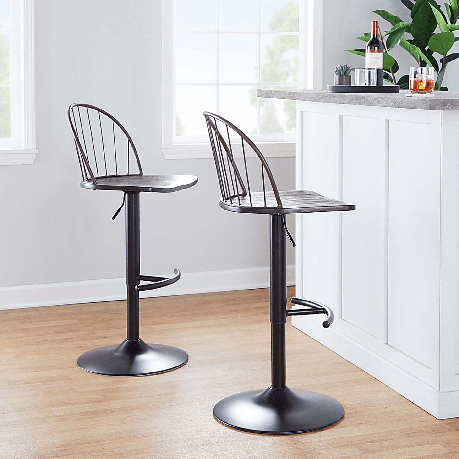 Charlias XII Black Adjustable Barstool, Set of 2 - Image 4