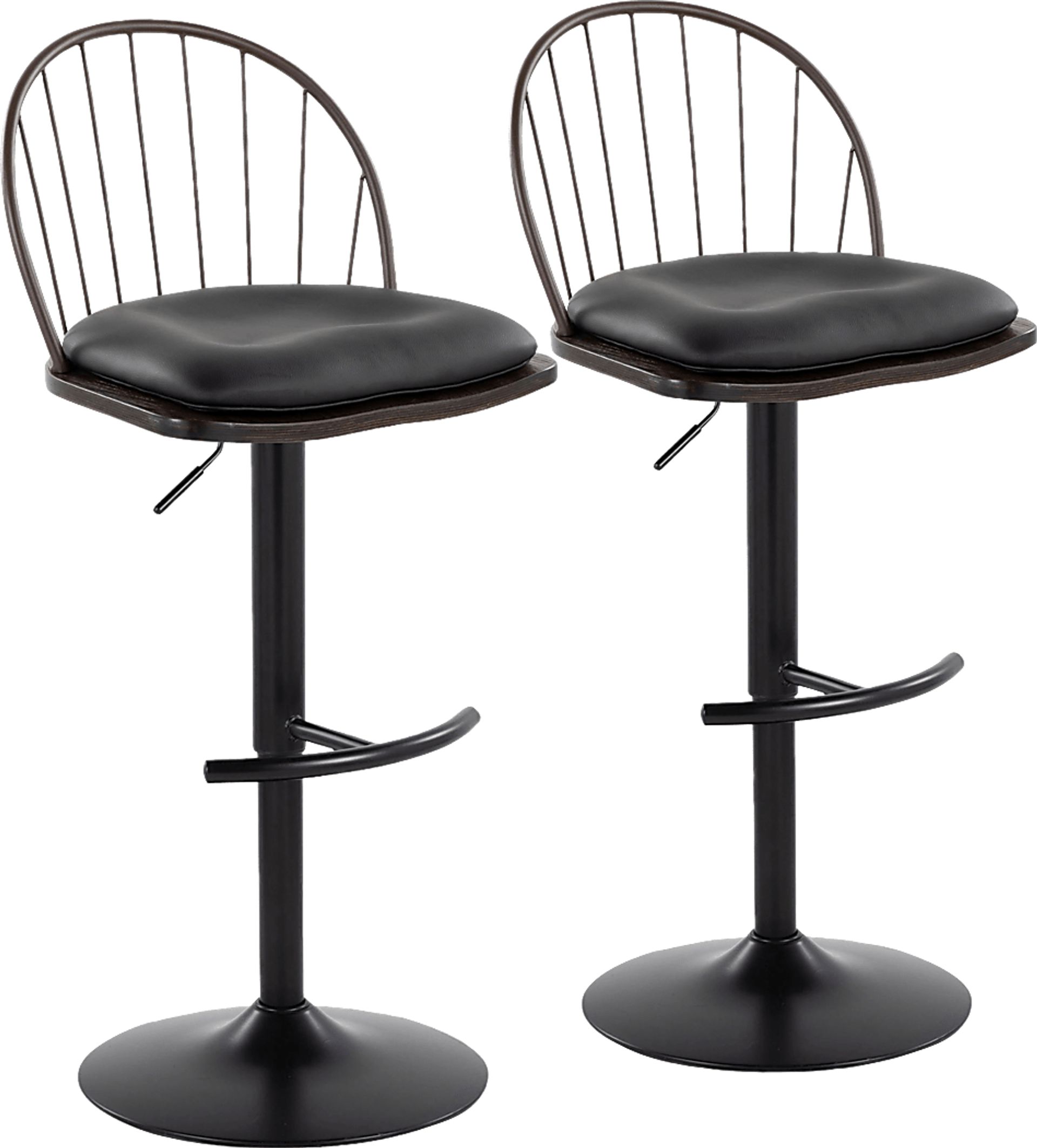 Charlias XII Black Adjustable Barstool, Set of 2 - Image 1