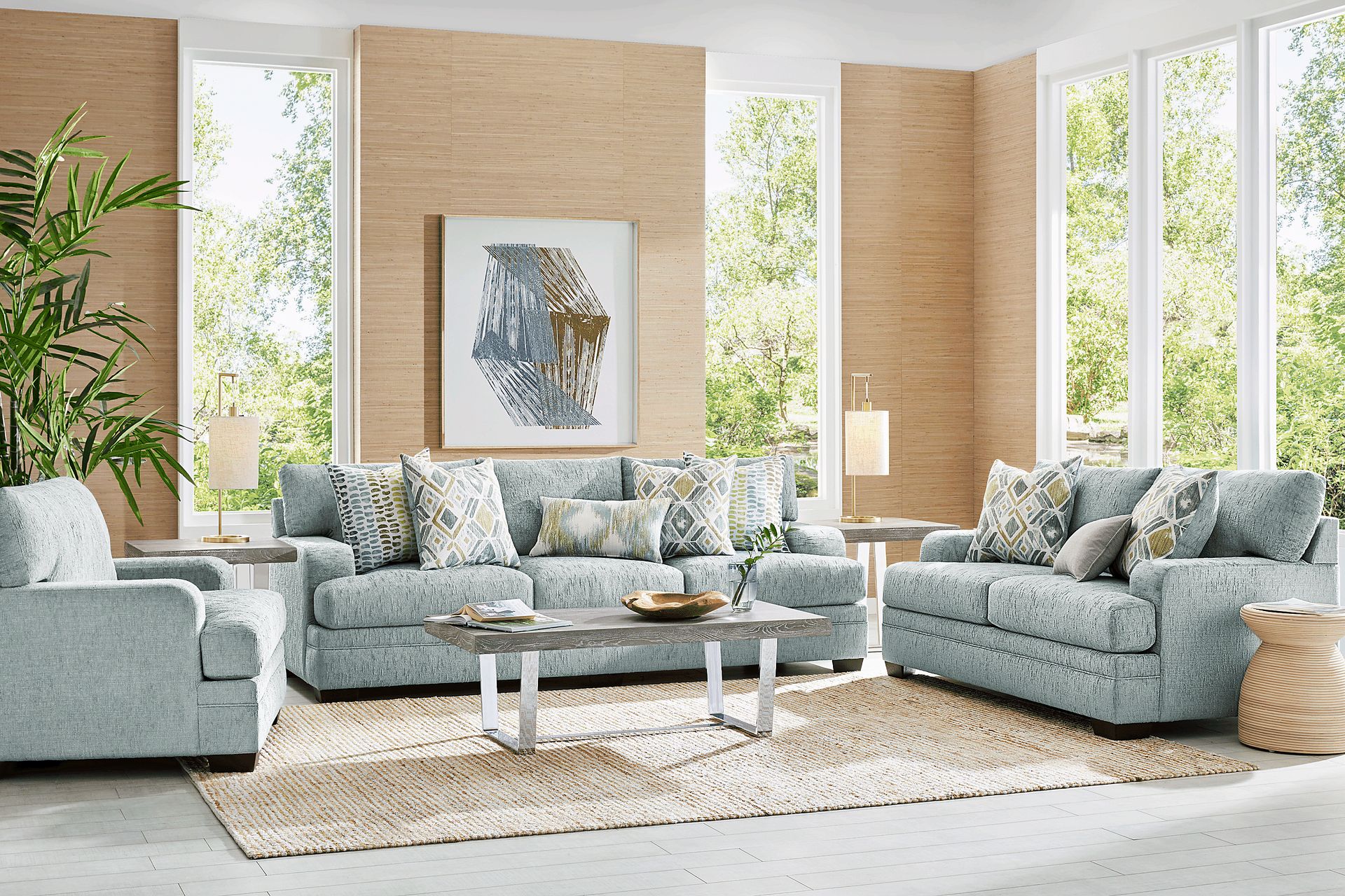 Charlton Park Mist 8 Pc Living Room with Sleeper Sofa - Image 1