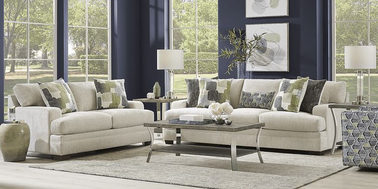 Charlton Street Off-White 7 Pc Living Room with Sleeper Sofa