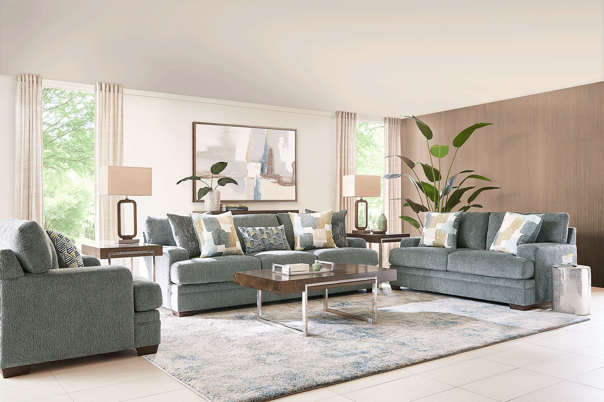 Charlton Street Slate 7 Pc Living Room with Gel Foam Sleeper Sofa - Image 1