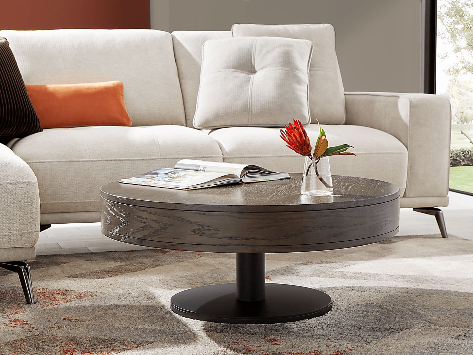 Charmaine Brown Round Cocktail Table - Image 2