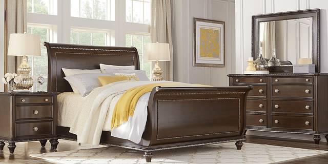 Charmaine Cherry 7 Pc Queen Sleigh Bedroom - Thumbnail - Image 1