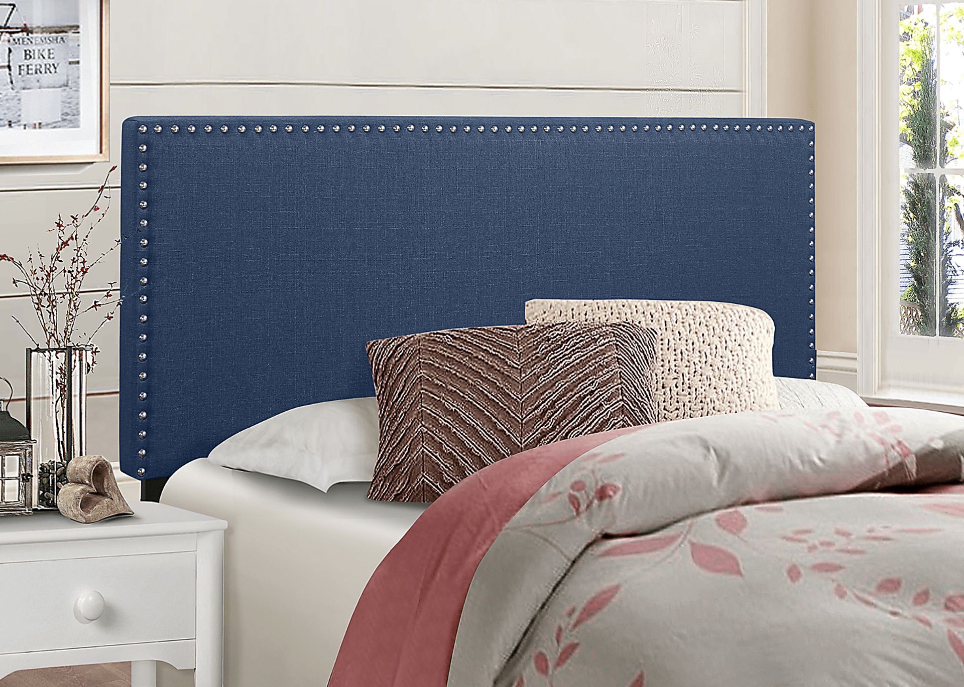 Charnwood Blue Full/Queen Upholstered Headboard - Image 3
