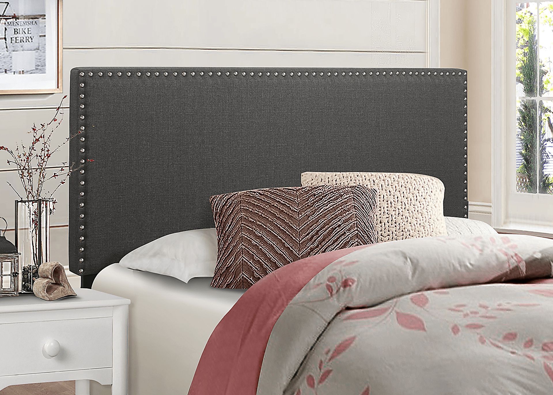 Charnwood Dark Gray Full/Queen Upholstered Headboard - Image 3