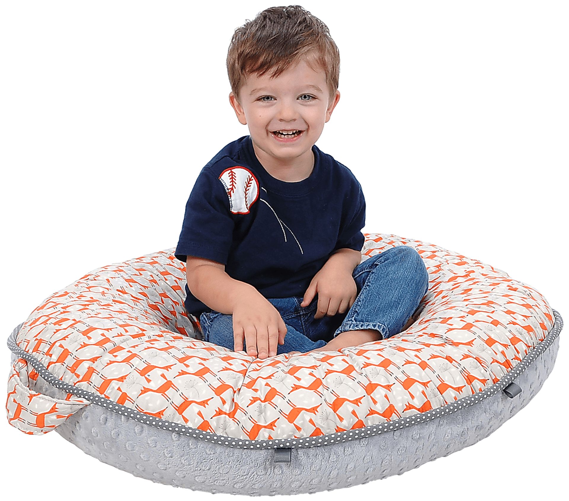 Chase Creek Pink Pello Luxe Floor Pillow with Gray Back - Image 2