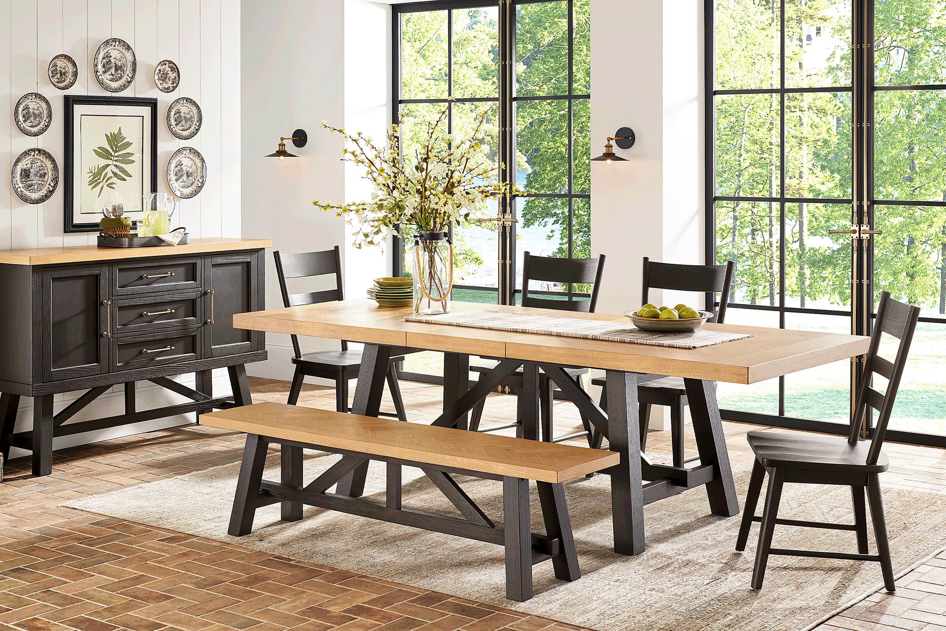 Chastain Park Black 6 Pc Dining Room with Bench - Image 1