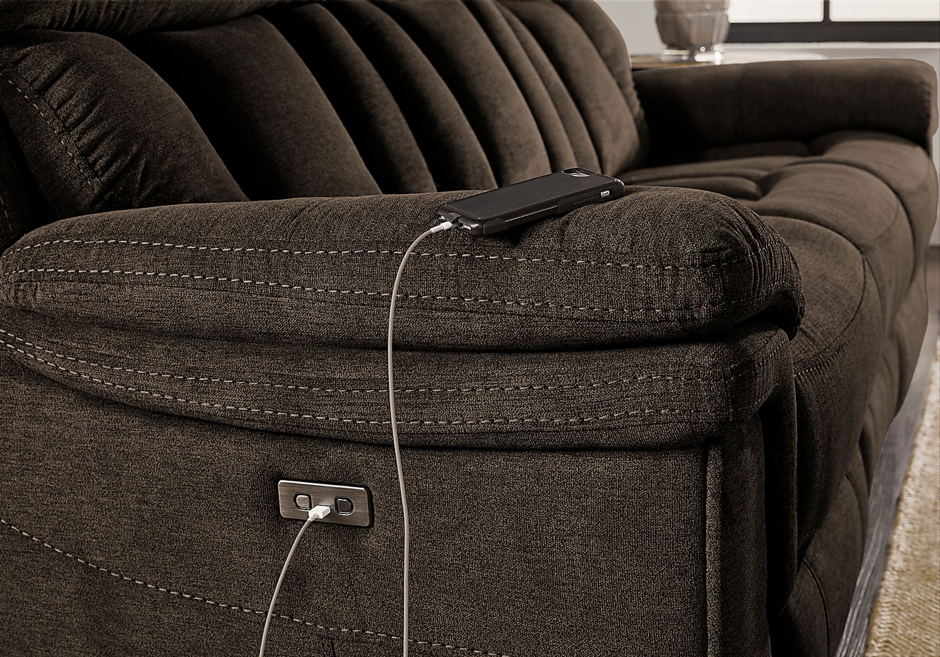 Chaston Brown Power Reclining Sofa - Image 3