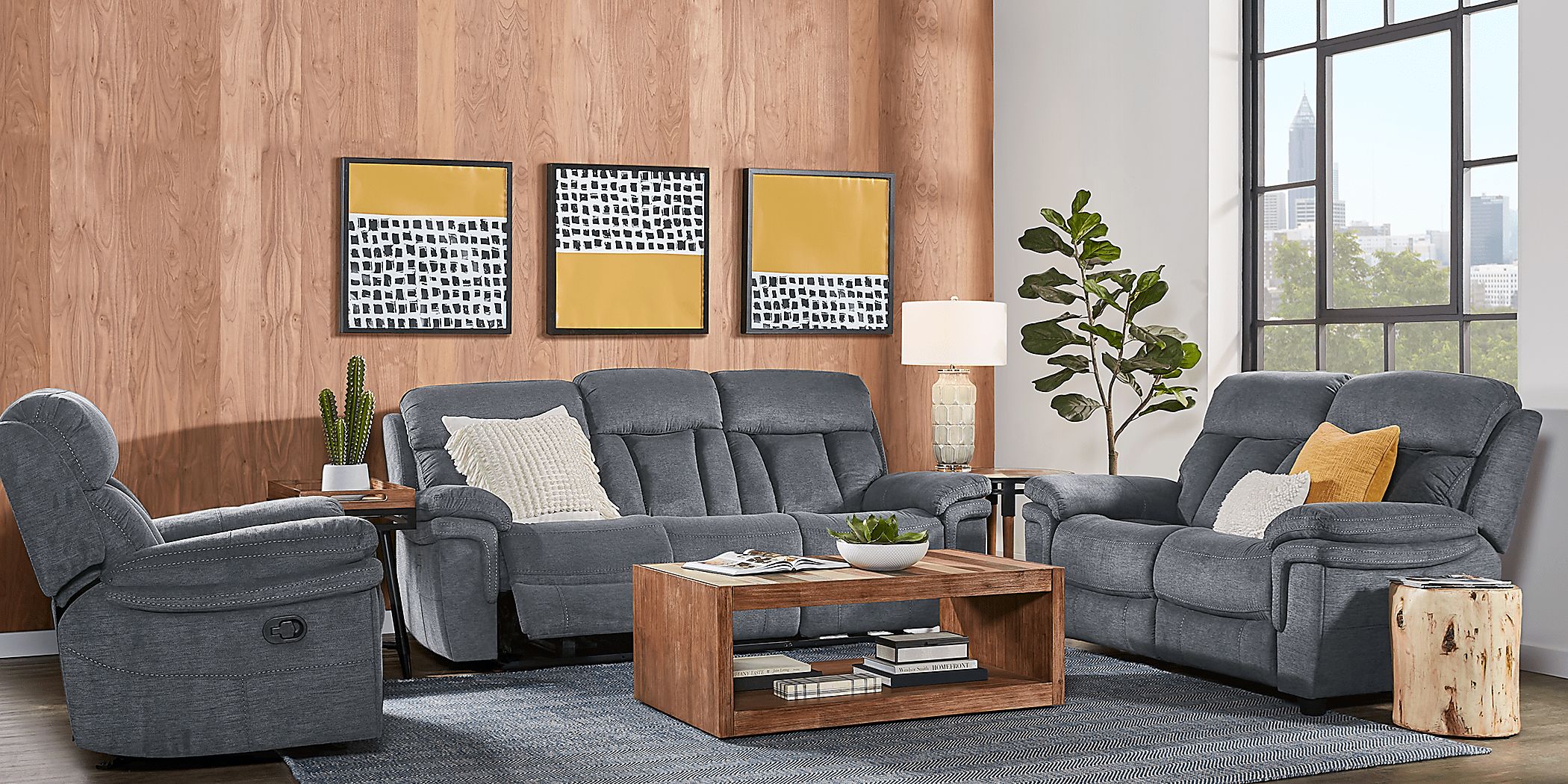 Chaston Gray 3 Pc Living Room with Reclining Sofa Rooms To Go