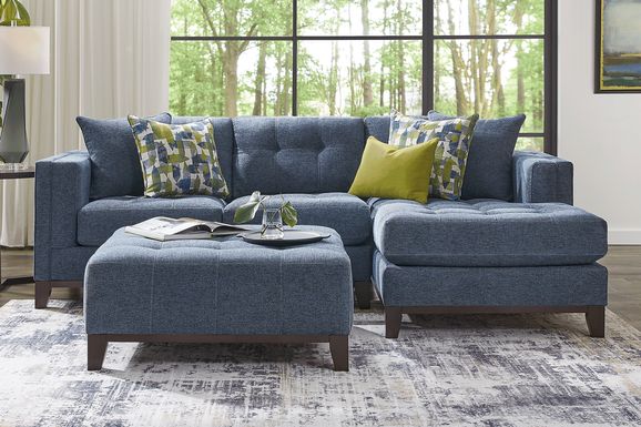 Holiday Grove Blue Textured 2 Pc With Chaise Right Sectional - Rooms To Go