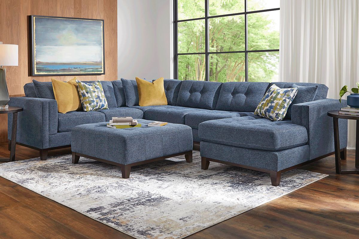 Blue sectional deals rooms to go