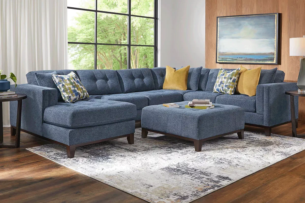 Rooms to go store navy blue sectional