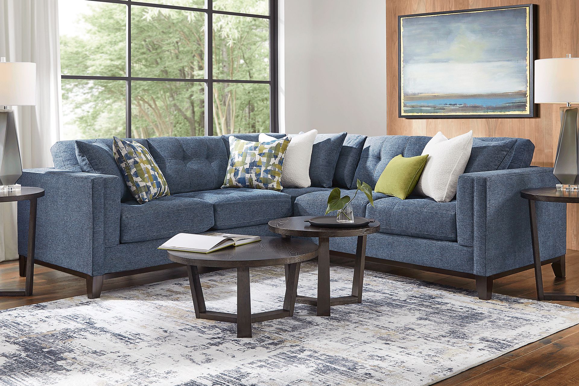 Chatham Navy 5 Pc Sectional Living Room - Image 1