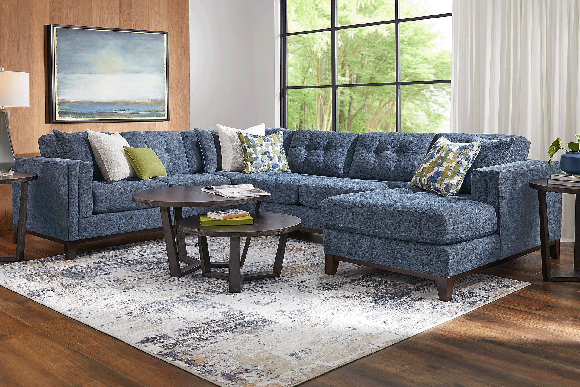 Chatham Navy 6 Pc Sectional Living Room - Image 1