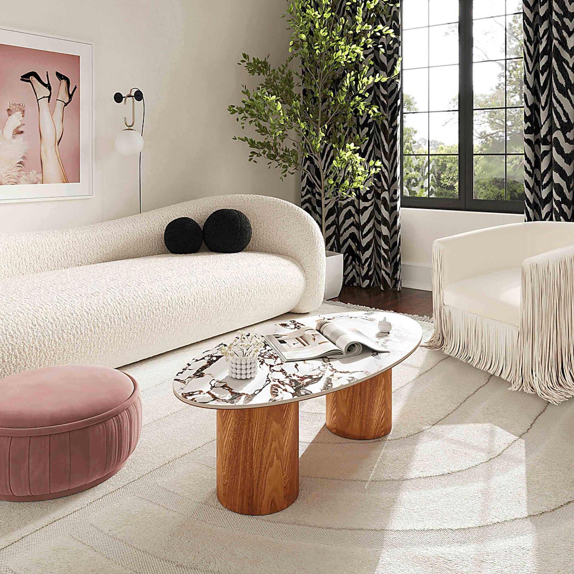 Chaytor White Marble Cocktail Table - Image 2