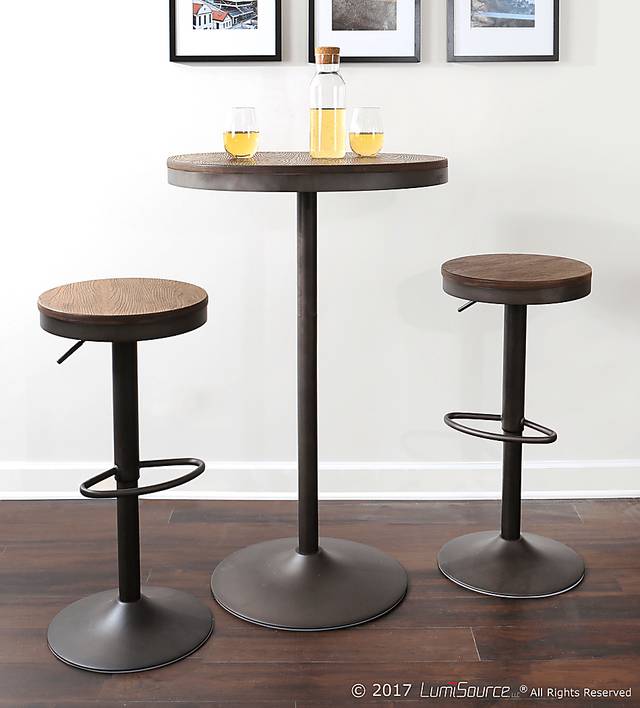 Chaz Brown 3 Pc Bar Height Dining Set - Thumbnail - Image 2