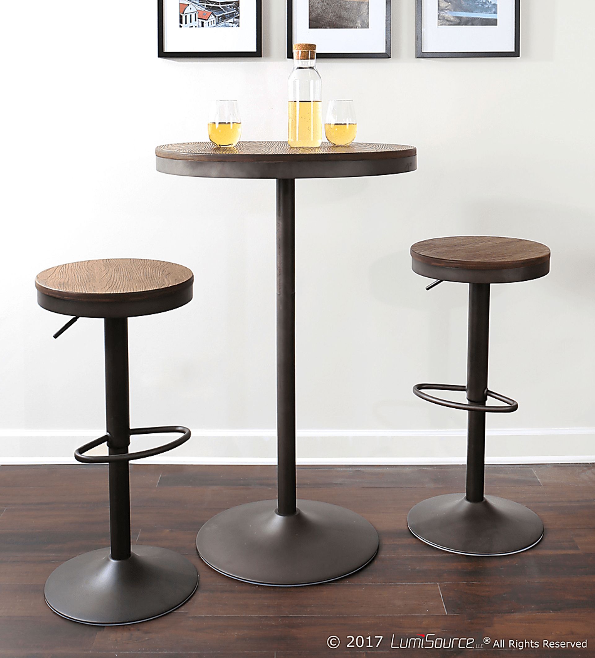 Chaz Brown 3 Pc Bar Height Dining Set - Image 2