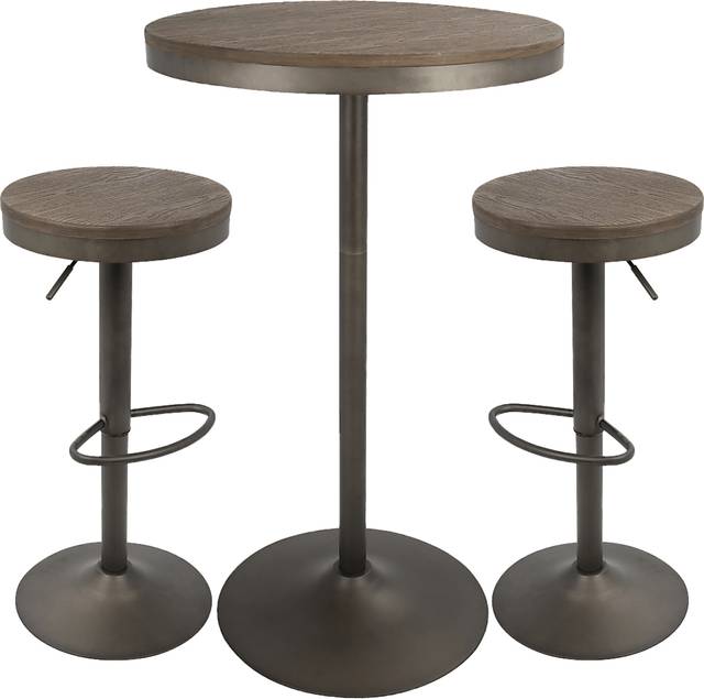 Chaz Brown 3 Pc Bar Height Dining Set - Thumbnail - Image 1
