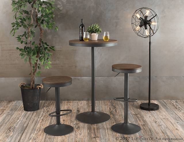 Chaz Gray Brown 3 Pc Bar Height Dining Set - Thumbnail - Image 2