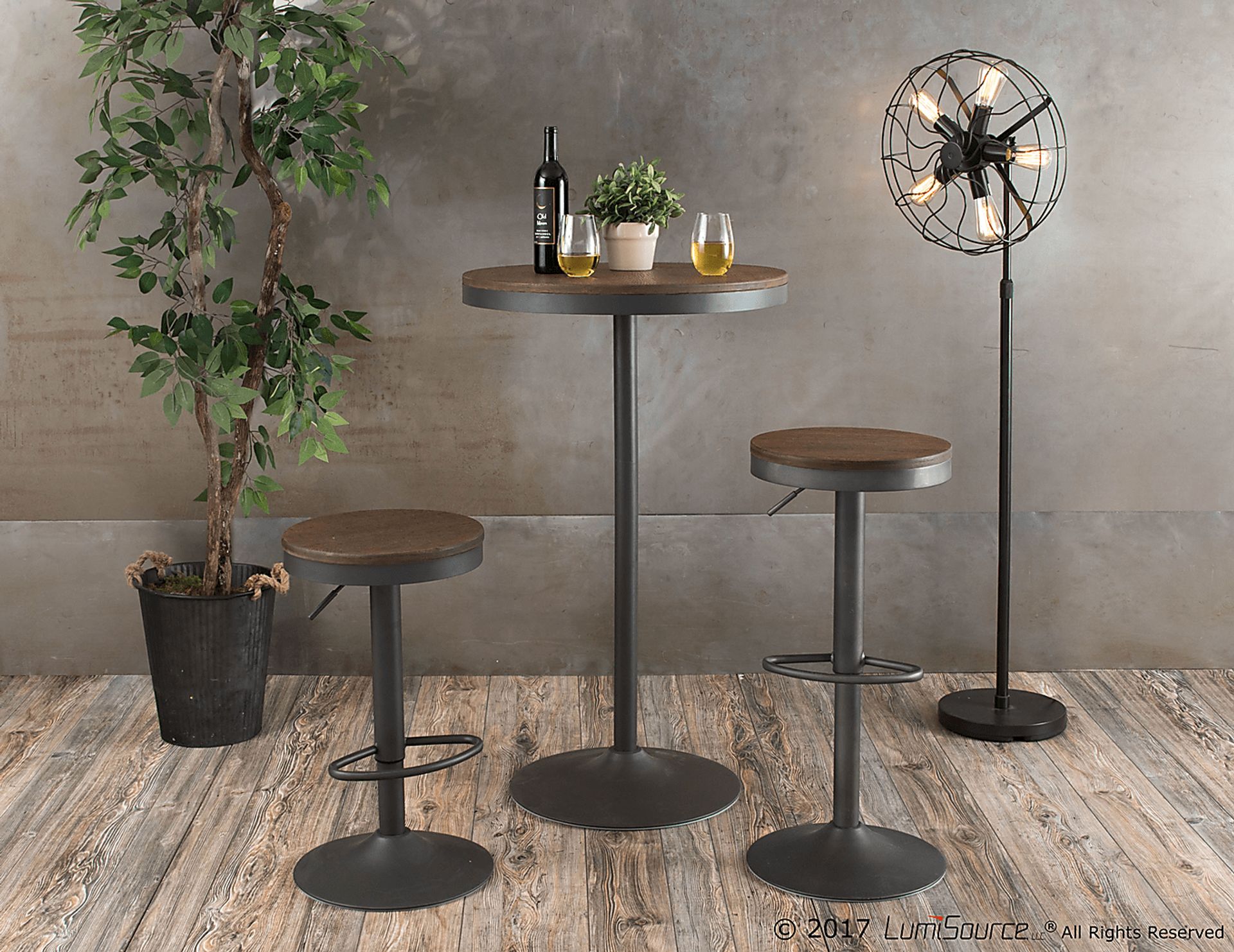 Chaz Gray Brown 3 Pc Bar Height Dining Set - Image 2