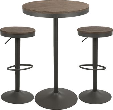 Chaz Gray Brown 3 Pc Bar Height Dining Set