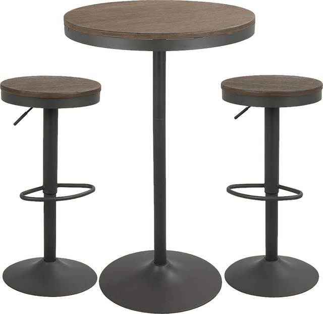 Chaz Gray Brown 3 Pc Bar Height Dining Set - Thumbnail - Image 1