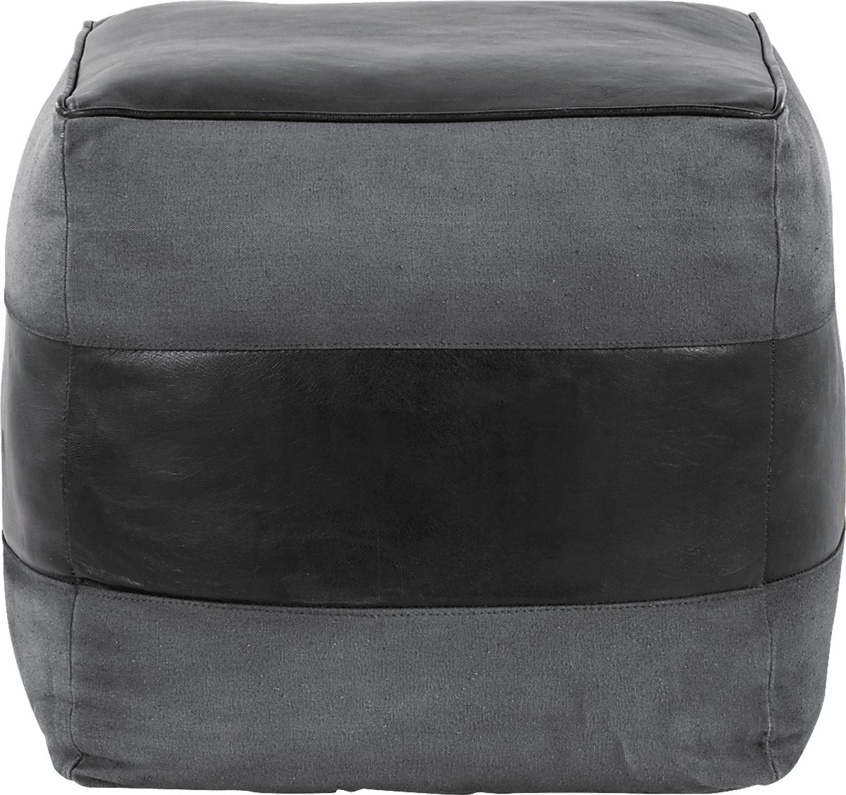 Cheerie I Black Black,Colors Leather Pouf | Rooms to Go