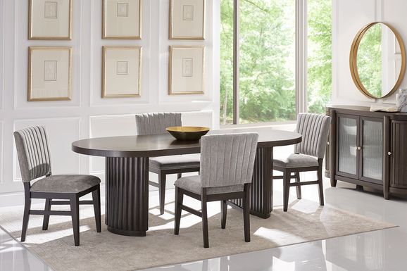 Cheetham Hill Espresso 90 in. 5 Pc Dining Room with Gray Chairs