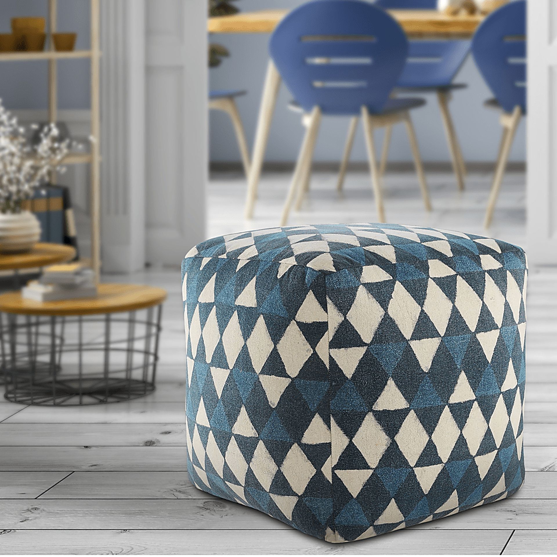 Chegue Blue/Cream Pouf - Image 2