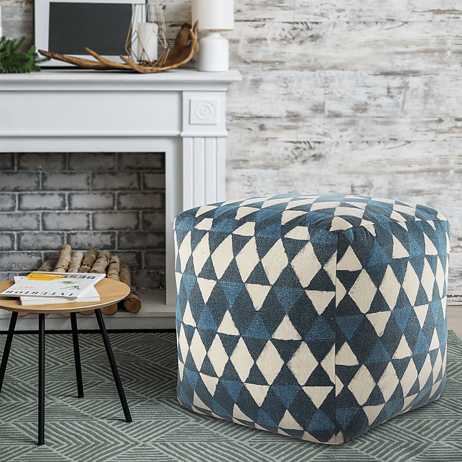 Chegue Blue/Cream Pouf - Image 7