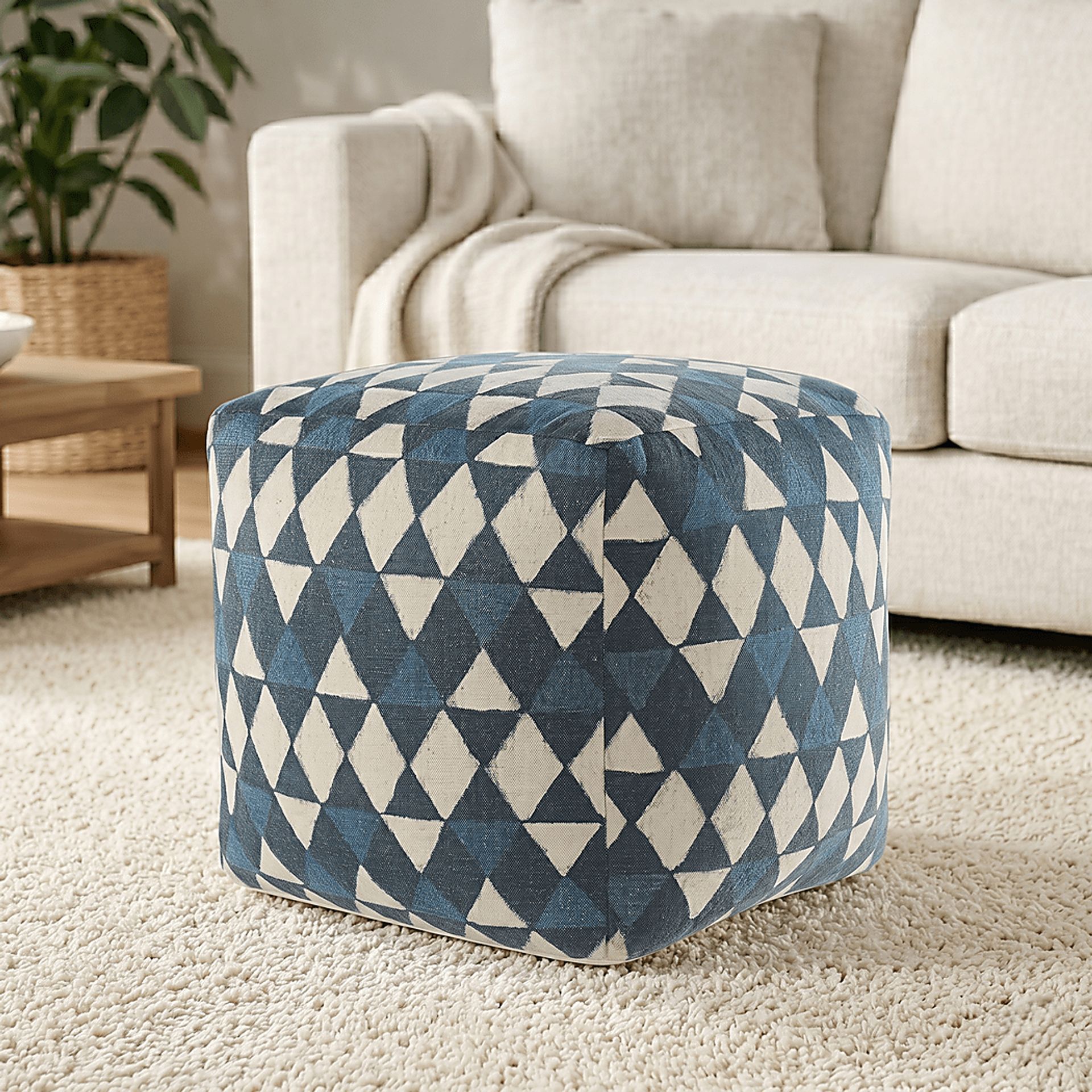 Chegue Blue/Cream Pouf - Image 8
