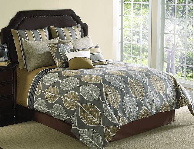 Chellvan Tan 10 Pc Queen Comforter Set - Thumbnail - Image 1