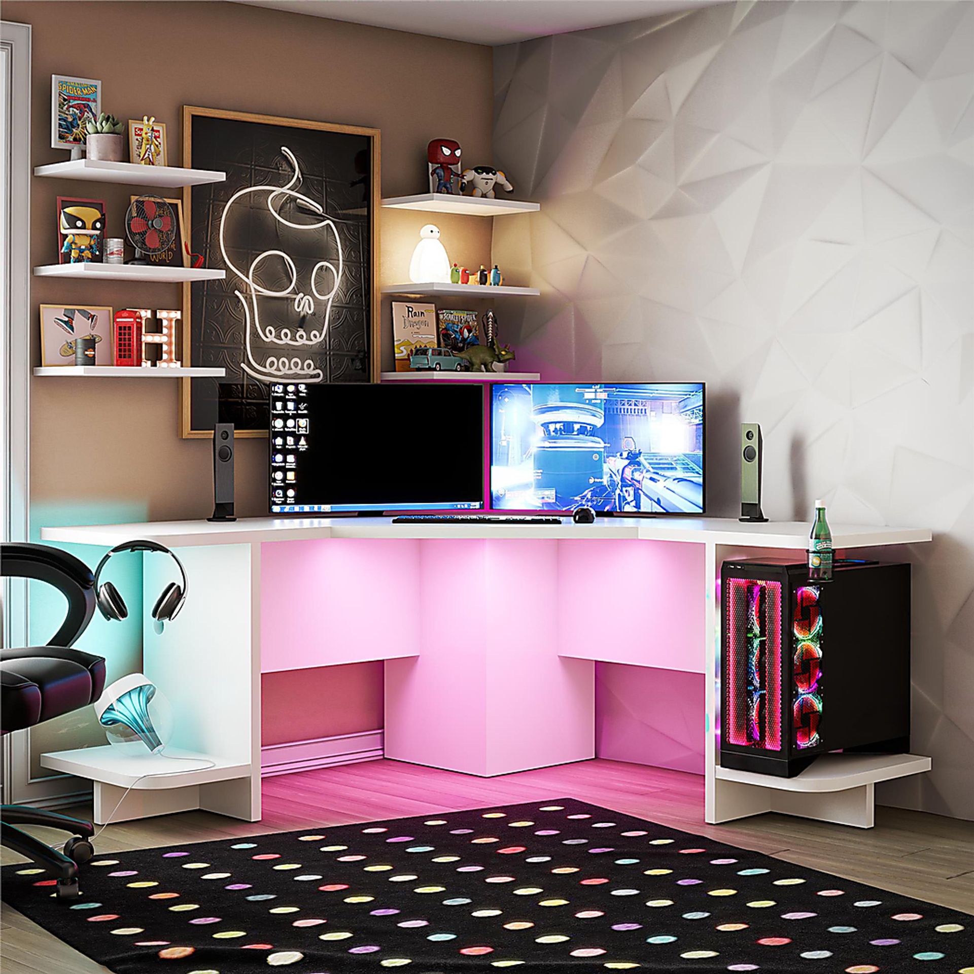 Chelswolde White Gaming Desk - Image 2