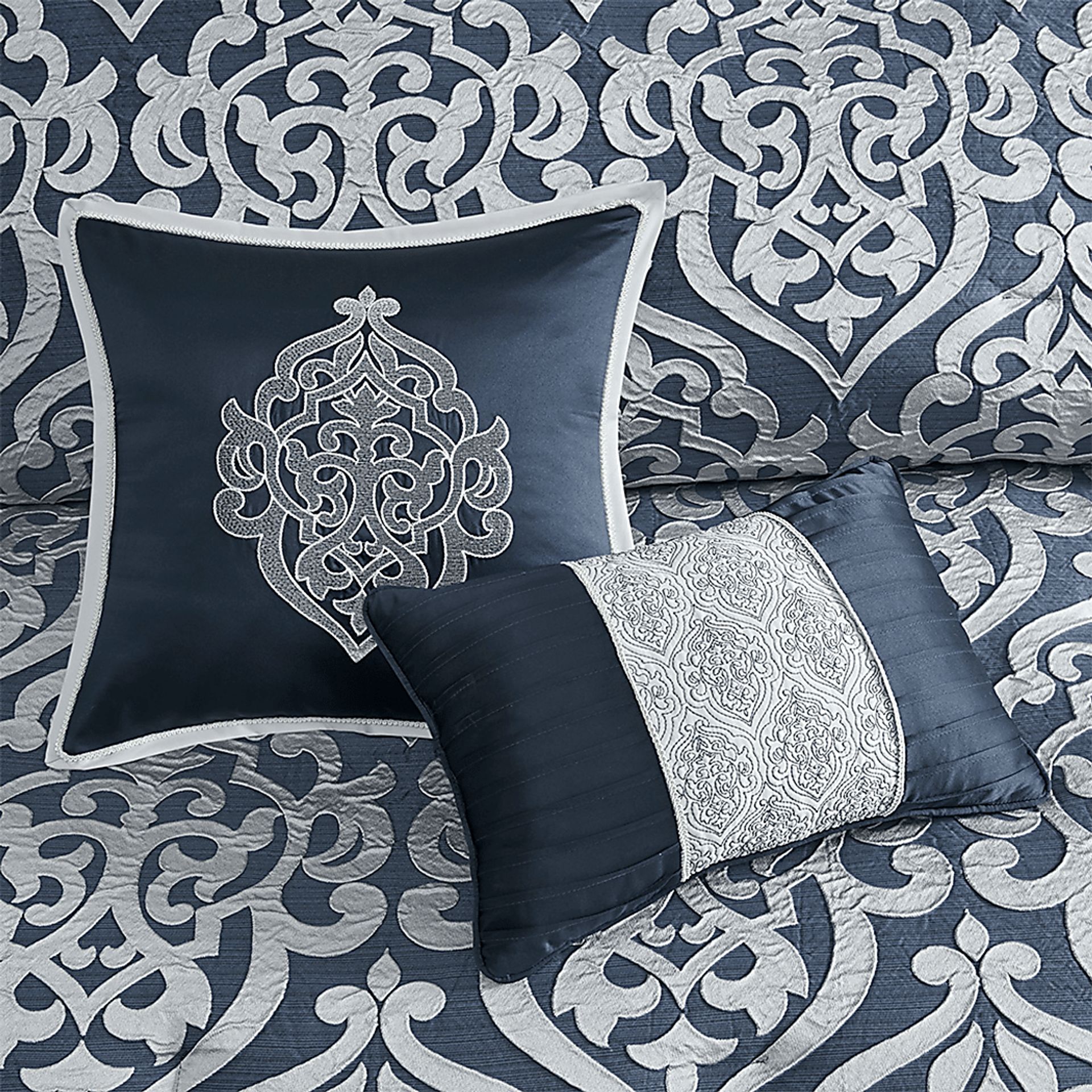 Cherbourg Blue 8 Pc California King Comforter Set - Image 6