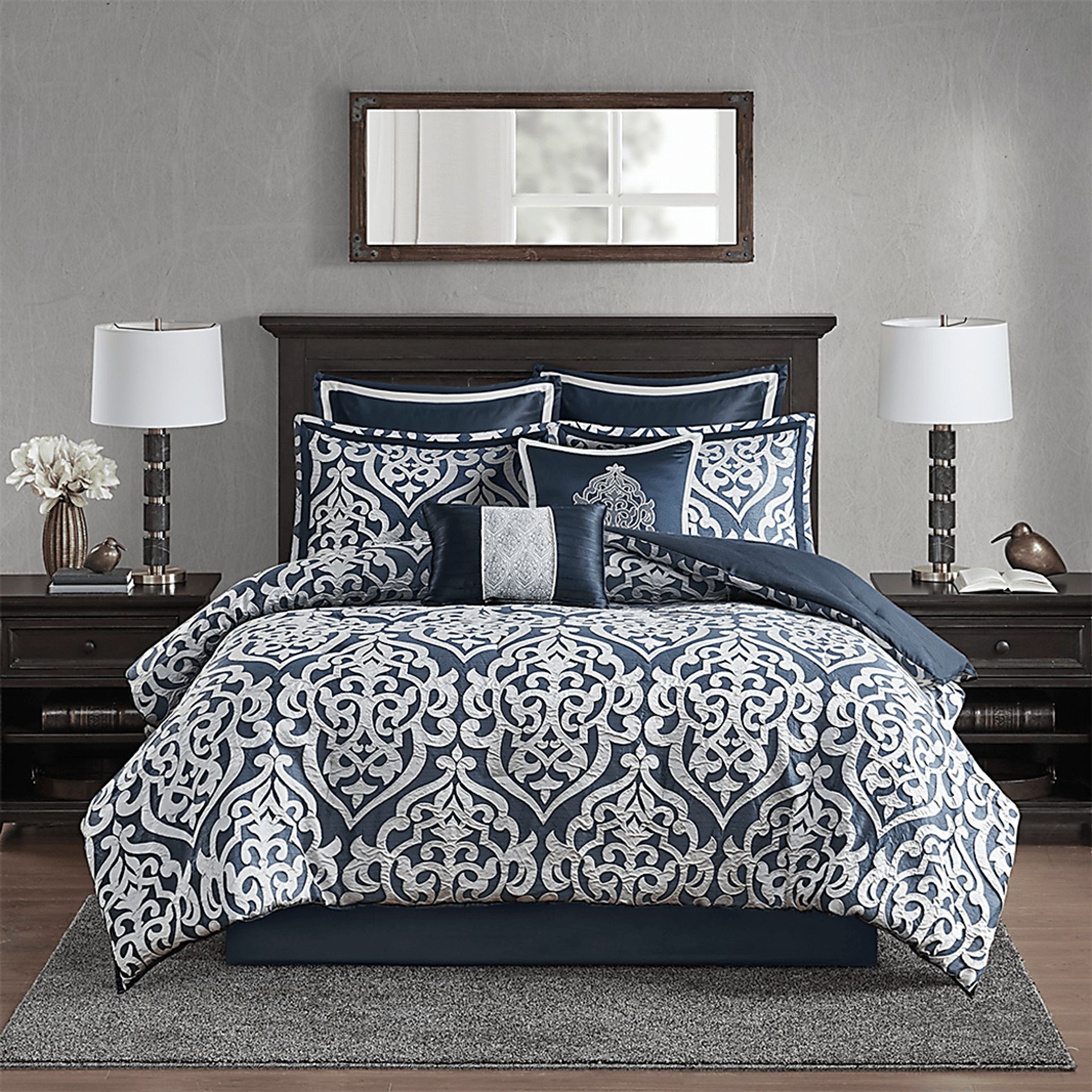 Cherbourg Blue 8 Pc California King Comforter Set - Image 1