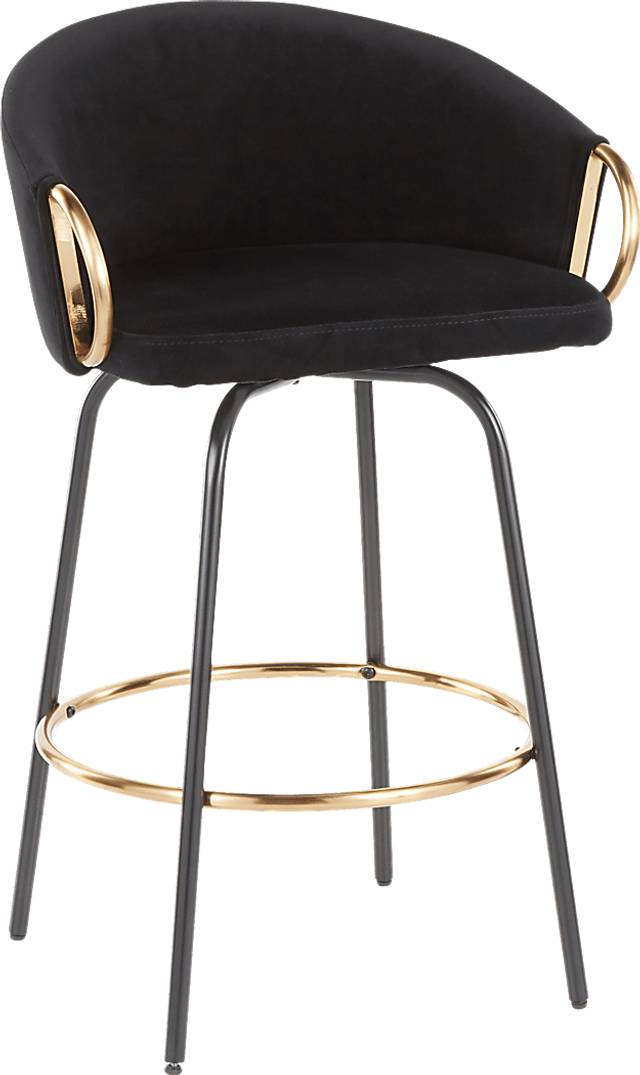Cherlyn Black Velvet Counter Height Stool, Set of 2 - Thumbnail - Image 2