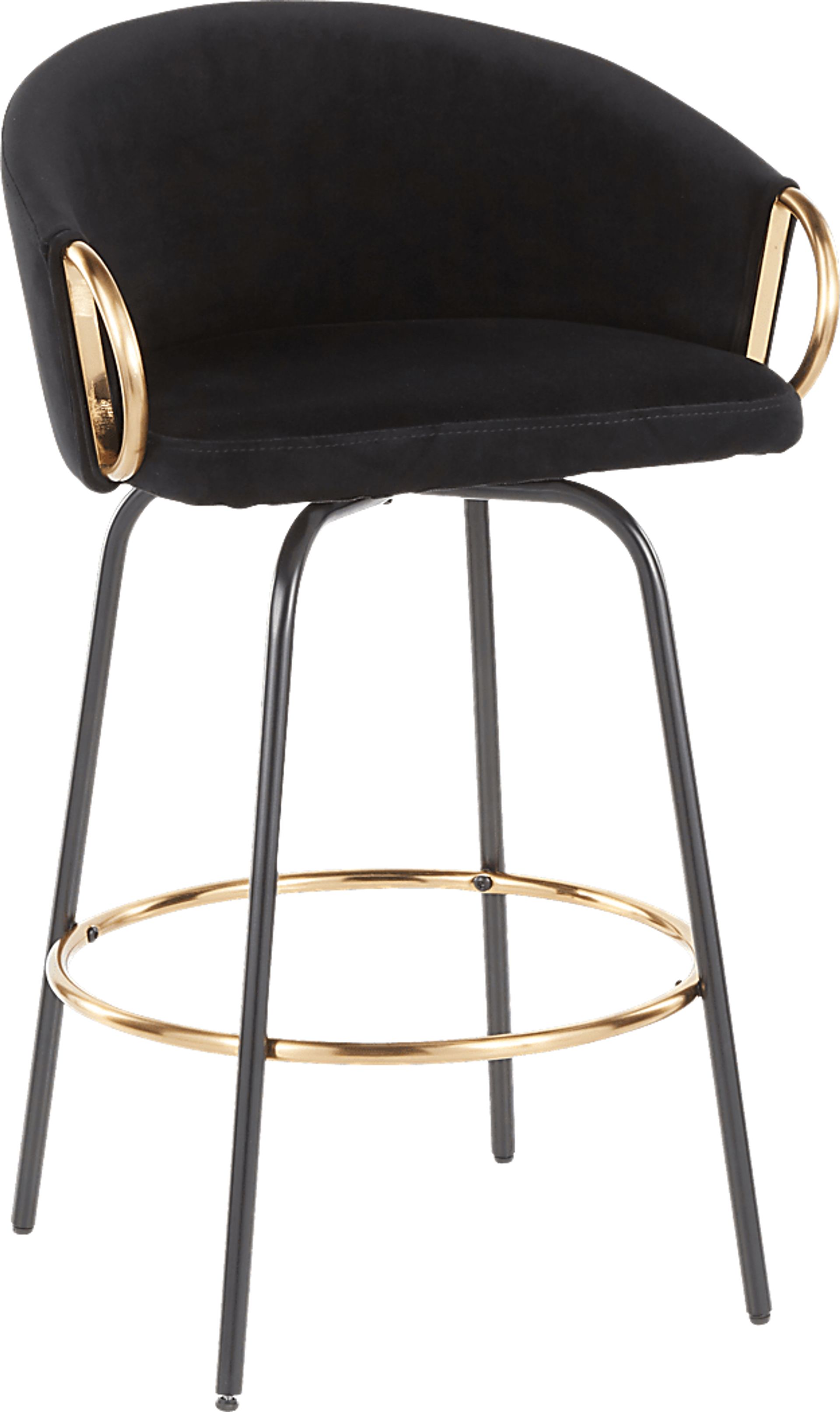 Cherlyn Black Velvet Counter Height Stool, Set of 2 - Image 2