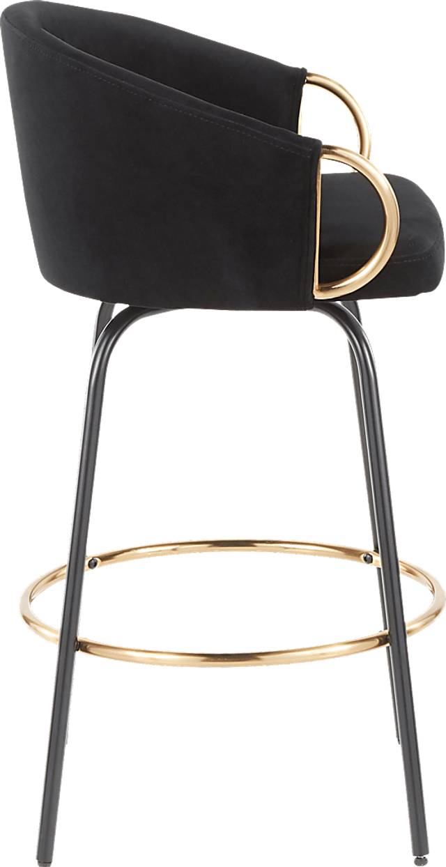 Cherlyn Black Velvet Counter Height Stool, Set of 2 - Thumbnail - Image 3