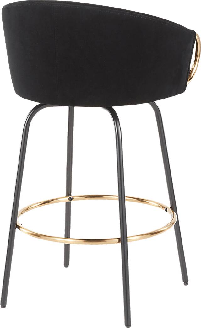 Cherlyn Black Velvet Counter Height Stool, Set of 2 - Thumbnail - Image 4