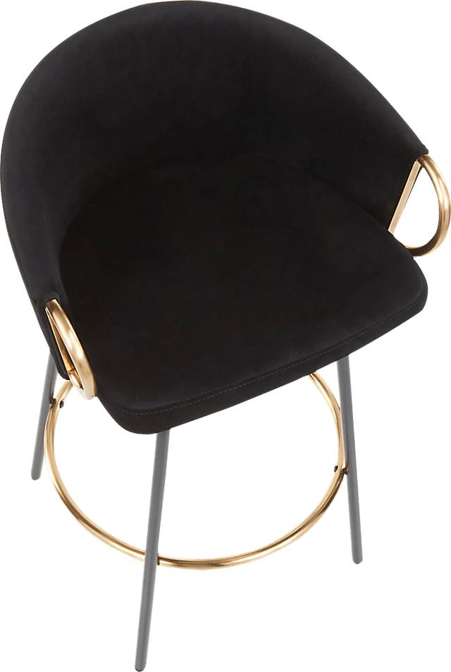 Cherlyn Black Velvet Counter Height Stool, Set of 2 - Thumbnail - Image 7