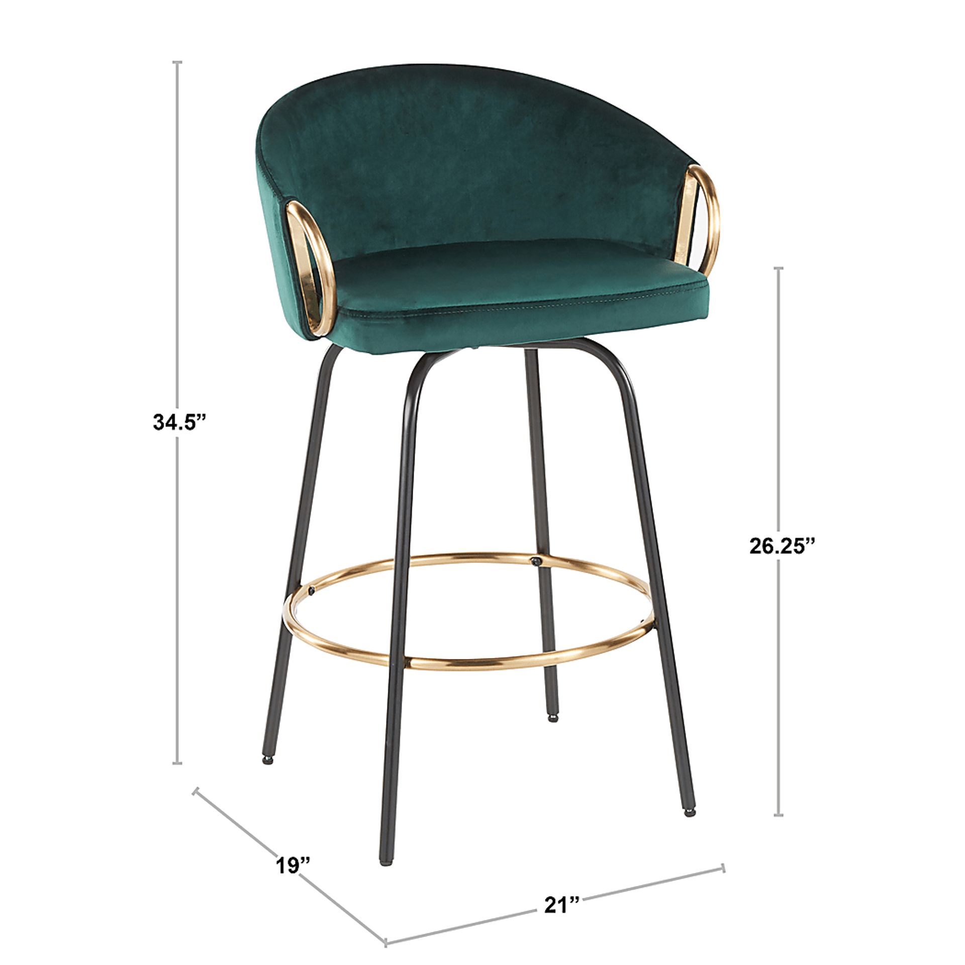 Cherlyn Black Velvet Counter Height Stool, Set of 2 - Image 10