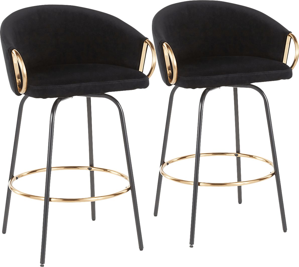 Cherlyn Black Velvet Counter Height Stool, Set of 2 Rooms To Go