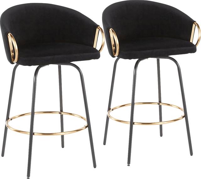 Cherlyn Black Velvet Counter Height Stool, Set of 2 - Thumbnail - Image 1
