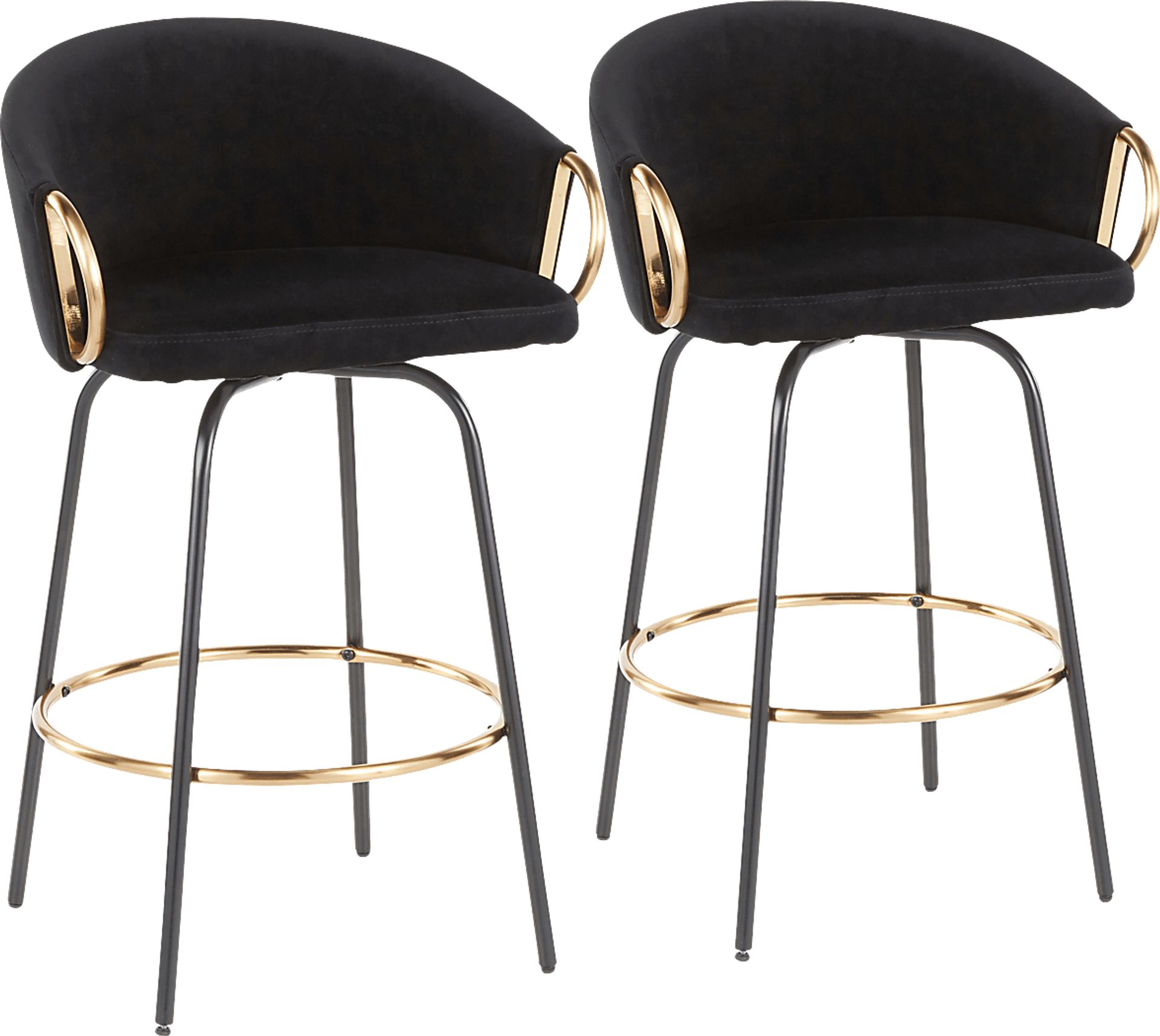 Cherlyn Black Velvet Counter Height Stool, Set of 2 - Image 1
