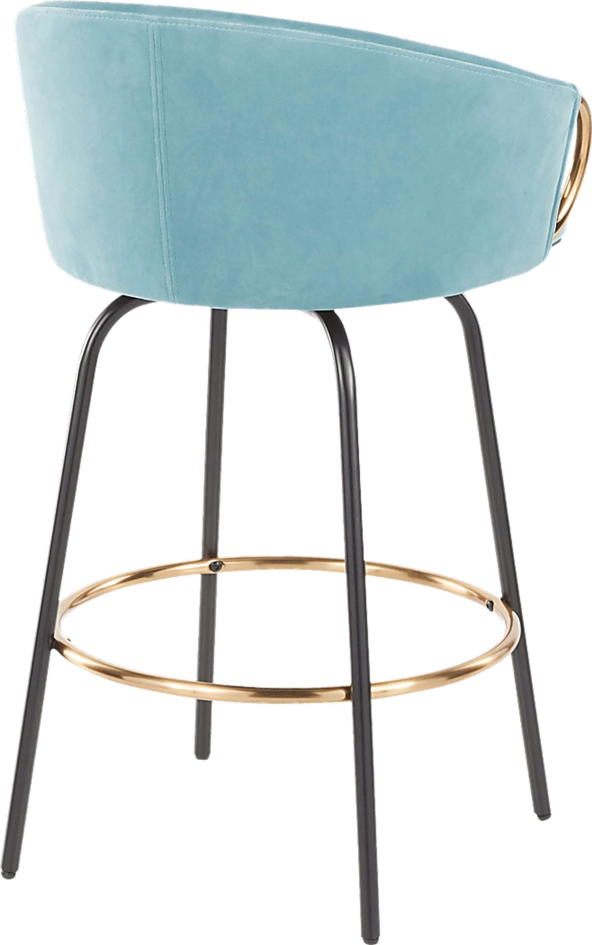 Cherlyn Blue Velvet Counter Height Stool, Set of 2 - Image 4