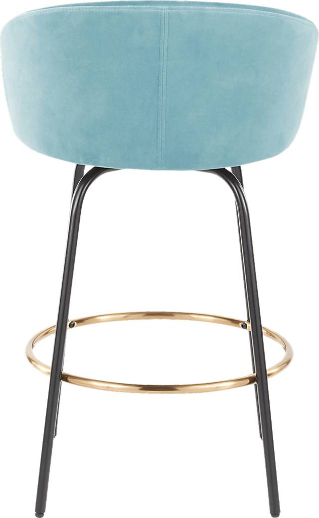 Cherlyn Blue Velvet Counter Height Stool, Set of 2 - Thumbnail - Image 5
