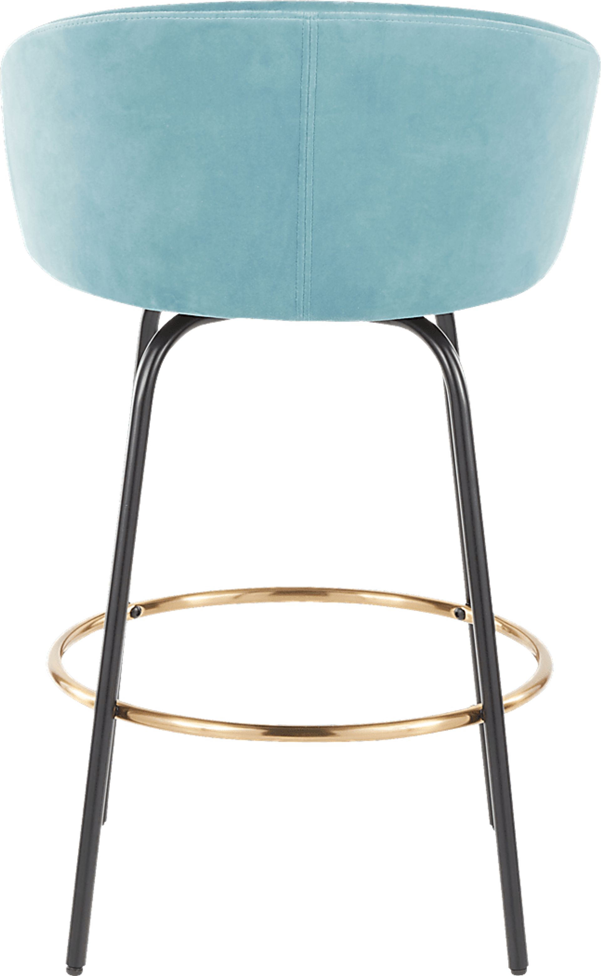 Cherlyn Blue Velvet Counter Height Stool, Set of 2 - Image 5