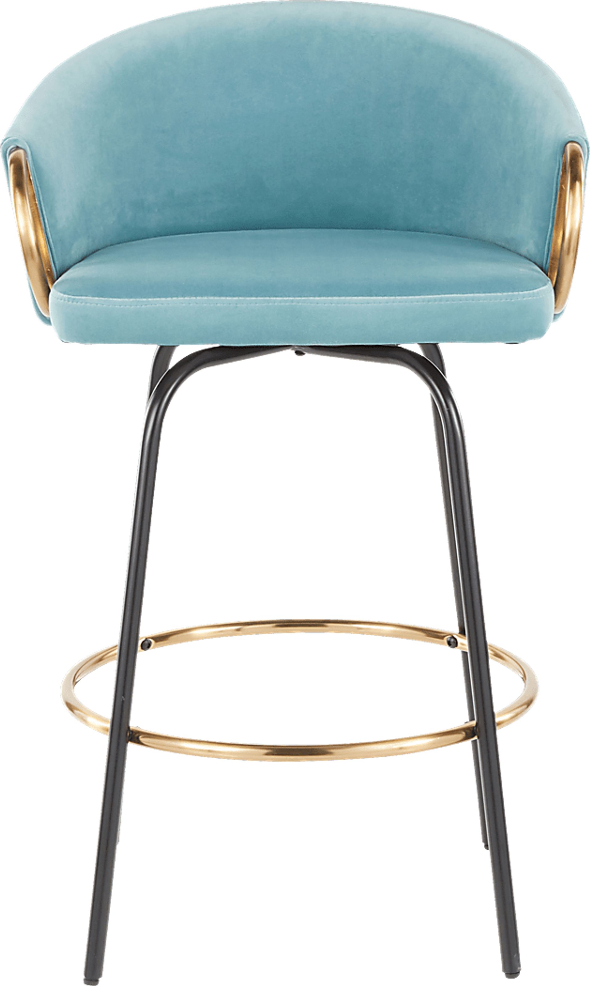 Cherlyn Blue Velvet Counter Height Stool, Set of 2 - Image 6
